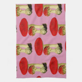 Rode en roze paddenstoelen theedoek (Verticaal)