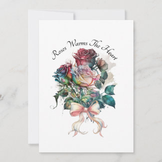 Rode en roze rozen met een strik kaart