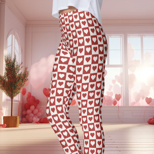 Rode en Roze Schaken Hart Valentijnsdag Leggings