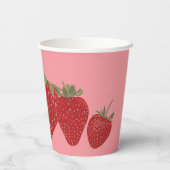Rode en Roze Strawberry Custom Party Papieren Bekers (Achterkant)
