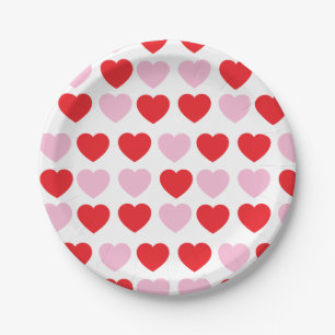 Rode en roze Valentijnsdag harten Papieren Bordje