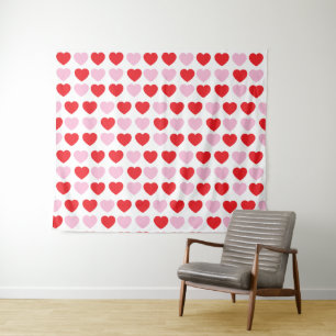 Rode en Roze Valentijnsdag Harten Wandkleed