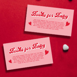 Rode en Roze Valentijnse Baby shower Boeken voor B Informatiekaartje