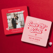 Rode en Roze Valentijnse trouwfoto Save The Date