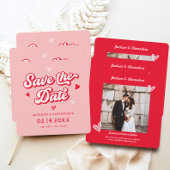 Rode en Roze Valentijnse trouwfoto Save The Date