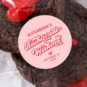 Rode en Roze Vegas Bachelorettefeest Ronde Sticker