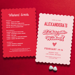 Rode en roze Vegas vrijgezellenfeest Kaart