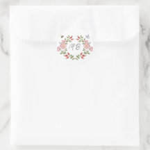 Rode en Roze Wilde Bloemen Bessen Bloemige Monogra