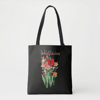 Rode en Roze Wilde Bloemen Tekst Draagtas