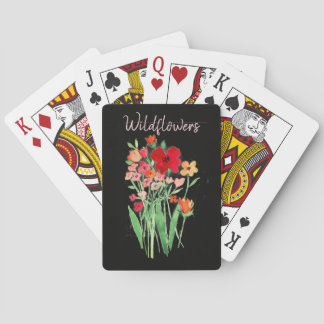Rode en Roze Wilde Bloemen Tekst Pokerkaarten