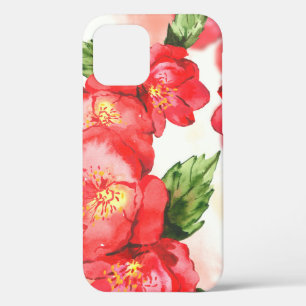 Rode en roze zachte Waterverf Rozen iPhone 12 Hoesje