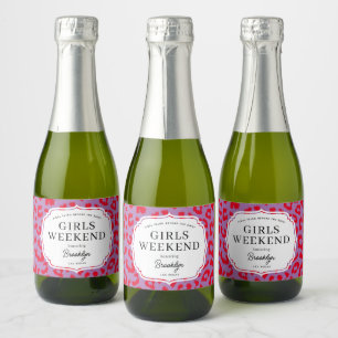 Rode en stoffige Lila Dierenprint Meisjes Weekend Sparkling Wijnetiket