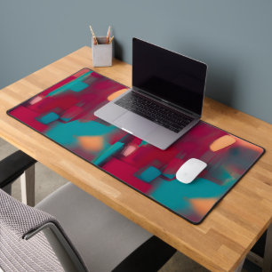 Rode en turquoise abstracte bureaumat