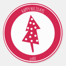 Rode en Witte Aangepaste Jaar Vakantieboom Sticker