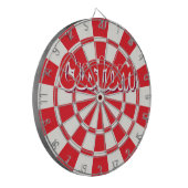 Rode en witte aanpasbare tekst dartbord (Voorkant Links)