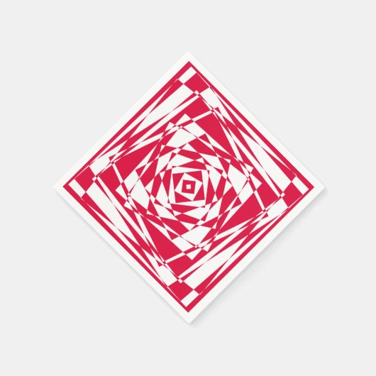 Rode en Witte Abstracte Servetten – Moderne Illusi (Hoek)