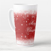 Rode en witte achtergrond latte mok (Linkerhoek)