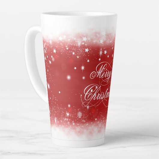 Rode en witte achtergrond latte mok (Linkerhoek)