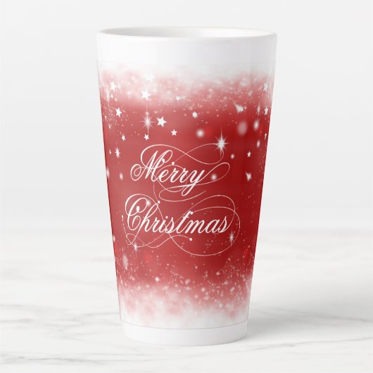 Rode en witte achtergrond latte mok (Voorkant)