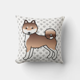 Rode en witte Alaskan Klee Kai Cartoon-hond & pote Kussen