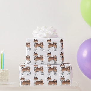 Rode en witte Alaskan Klee Kai Mopshond Patroon Cadeaupapier