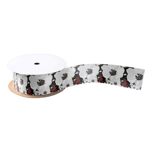 Rode en Witte Anemoon Blooms Patroon Bloemen Ribbo Lint (Spoel)
