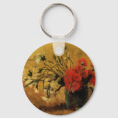 Rode en witte anjers door Vincent van Gogh Sleutelhanger (Voorkant)