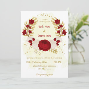 rode en witte bloemen gouden botanische baardbruil kaart