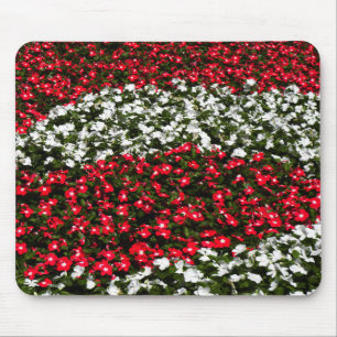 Rode en witte bloemen muismat