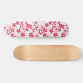 Rode en witte bloemen skateboard (Horizontaal)