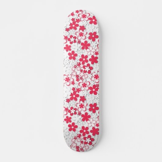 Rode en witte bloemen skateboard (Voorkant)