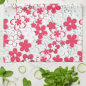 Rode en witte bloemen theedoek (Gevouwen)