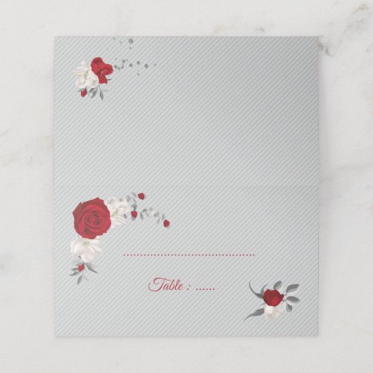 rode en witte bloemen zilverblad grijs (Buitenkant ongevouwen)