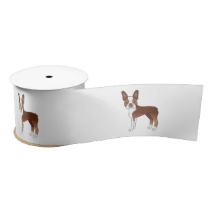 Rode en Witte Boston Terrier Moppige Cartoon Honde Lint