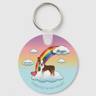 Rode En Witte Boston Terrier Regenboog Herdenking Sleutelhanger