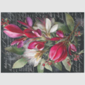 Rode en witte botanische boeket decoupage tissuepapier (Voorkant)