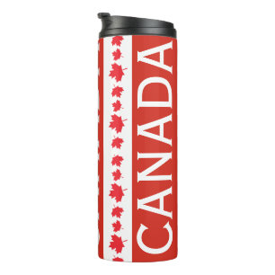 Rode en Witte Canada Tumbler – Esblad Patroon Thermosbeker