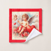Rode en witte Cherub Angels Bad Handdoek (Wasdoekje)