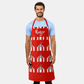 Rode en witte cirkeltenten schort (Gedragen)