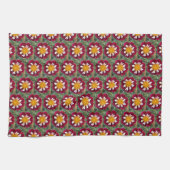 Rode en witte collarette Dahlia Floral Pattern Theedoek (Horizontaal)