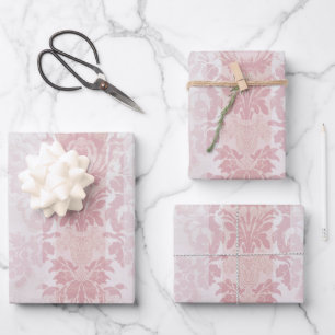  rode en witte Damask Stripes op Satin Inpakpapier Vel