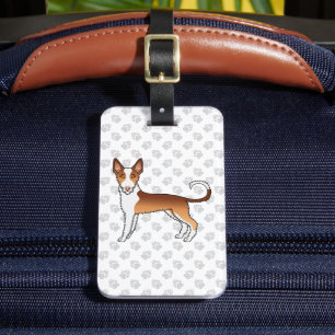 Rode En Witte Draadharige Ibizan Hound Hond & Poot Bagagelabel
