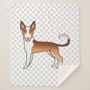 Rode En Witte Draadharige Ibizan Hound Hond & Poot Sherpa Deken