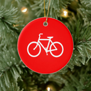 Rode en Witte Fiets Grafisch Keramisch Ornament