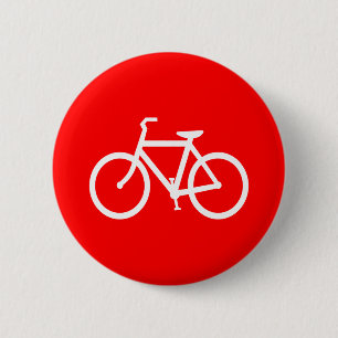 Rode en Witte Fiets Ronde Button 5,7 Cm