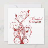 Rode en Witte Floral Bridal Shower Invitation Kaart (Voorkant)