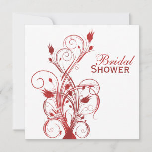 Rode en Witte Floral Bridal Shower Invitation Kaart