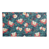 Rode en witte Floral Kussensloop (Achterkant-Rechts)