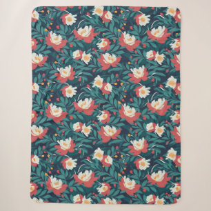 Rode en witte Floral Sherpa Deken