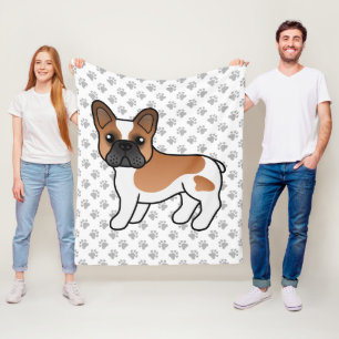 Rode en Witte Franse Bulldog Schattige Cartoon Hon Fleece Deken